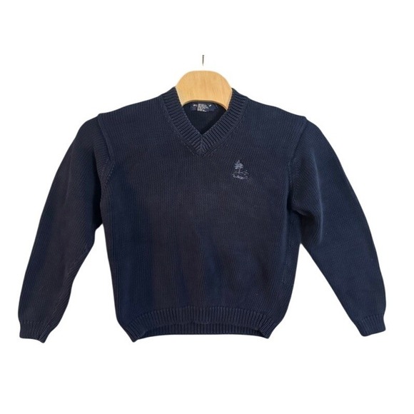 Polo Golf Ralph Lauren Mens Large Navy Blue Cotton V-Neck Sweater The Ridge Club